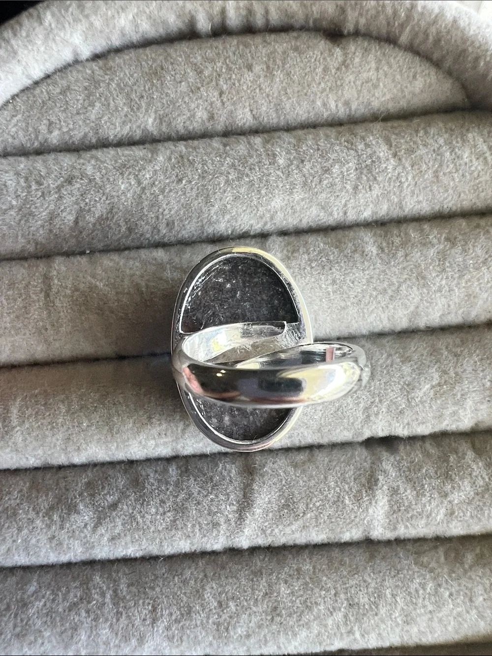Oval Dinosaur Bone Stone Silver Ring - Women Jewelry
